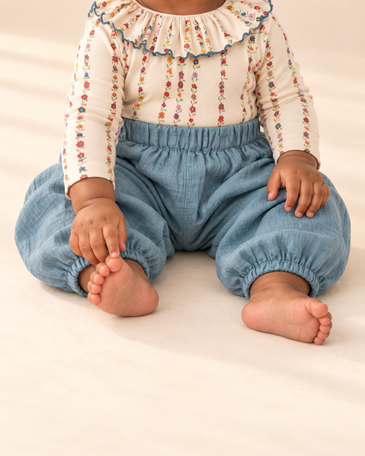 Briar Muslin Balloon Pants in Dusty Blue – main