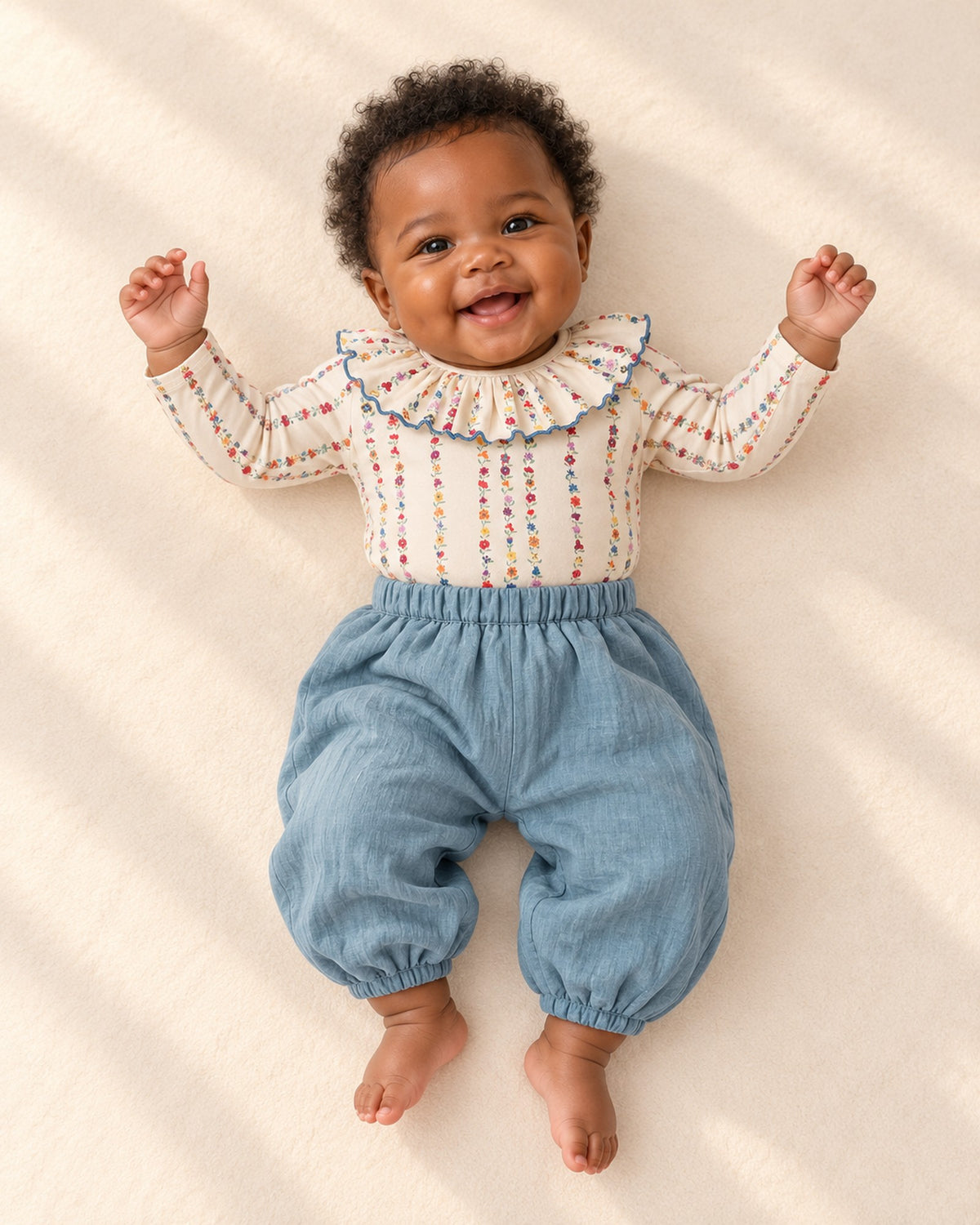 Briar Muslin Balloon Pants in Dusty Blue – full front view