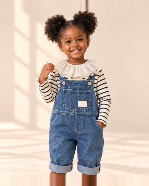 Black and cream striped top with a wide sheer ruffle collar – Black Stripe