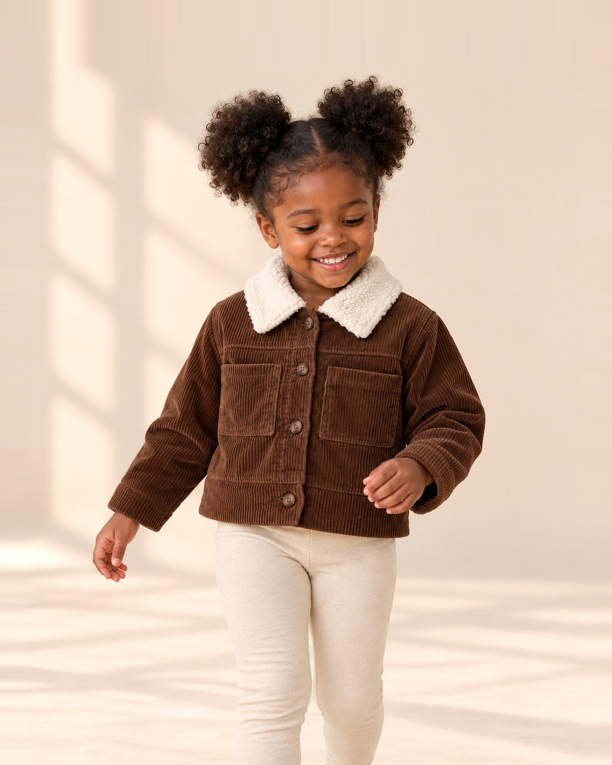 Lottie Corduroy Sherpa Jacket in Chocolate – main