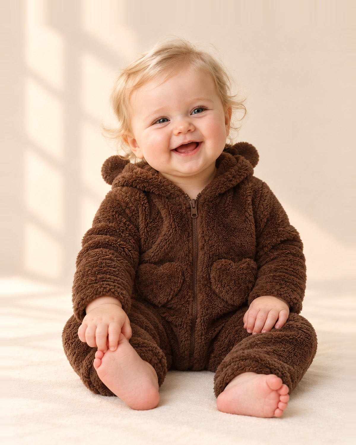 Tilly Heart Pocket Bear Ear Suit in Chocolate – main