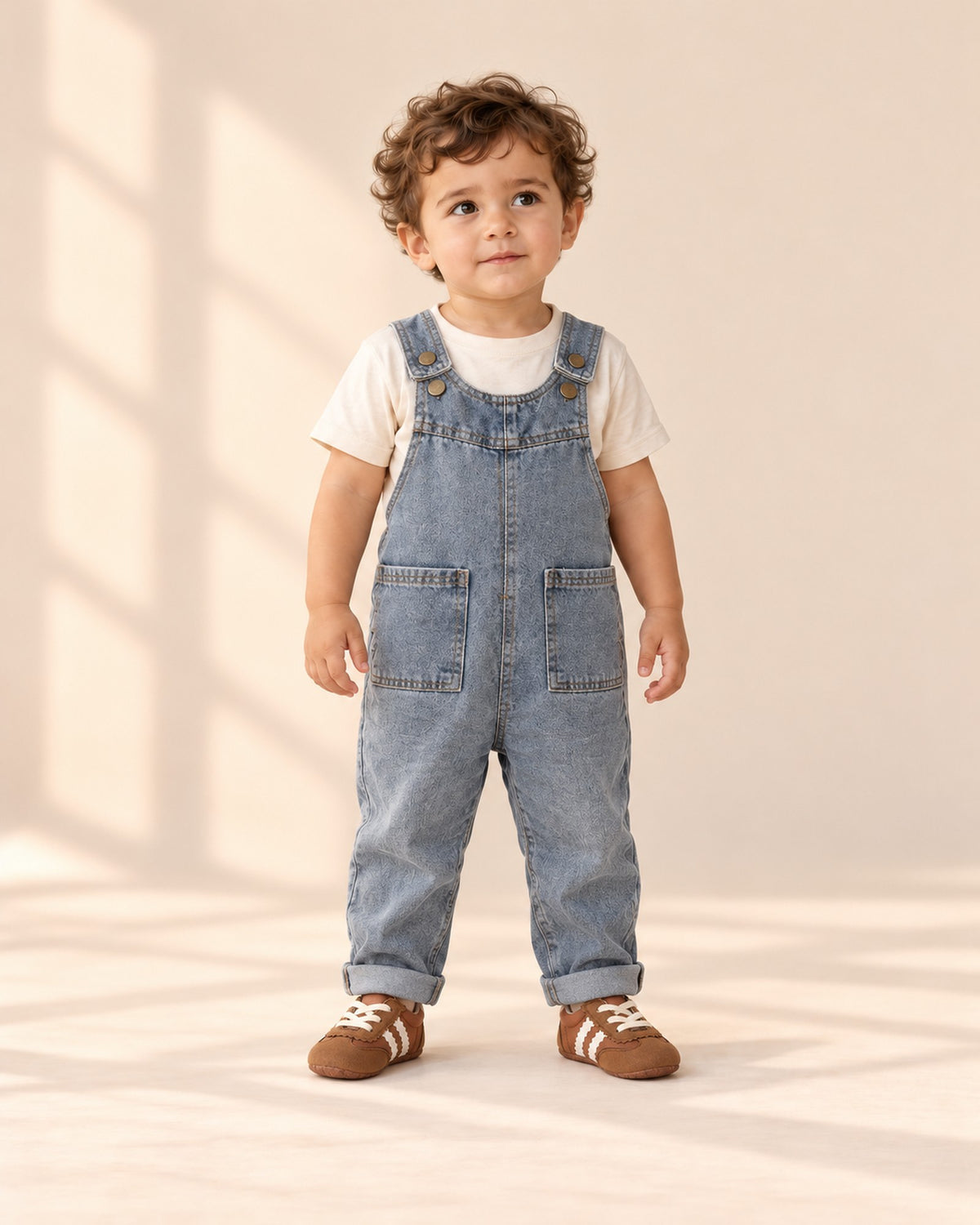 Hollis Retro Baby Sneakers in Brown – full front view