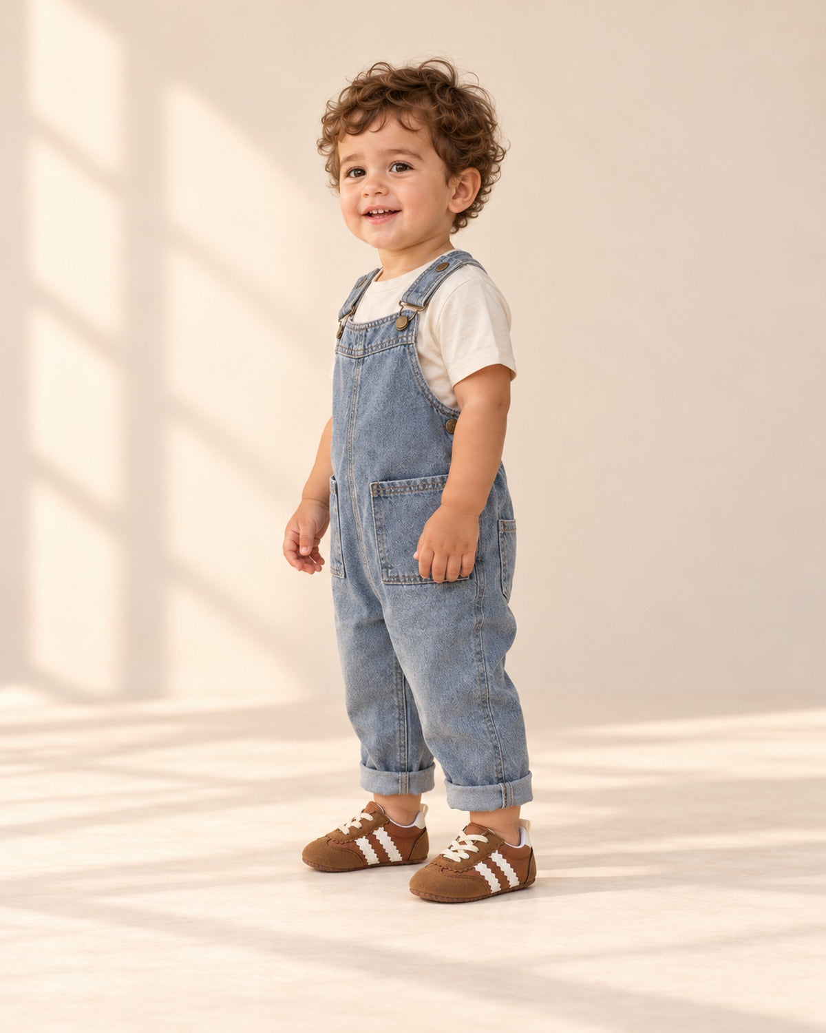 Hollis Retro Baby Sneakers in Brown – side view