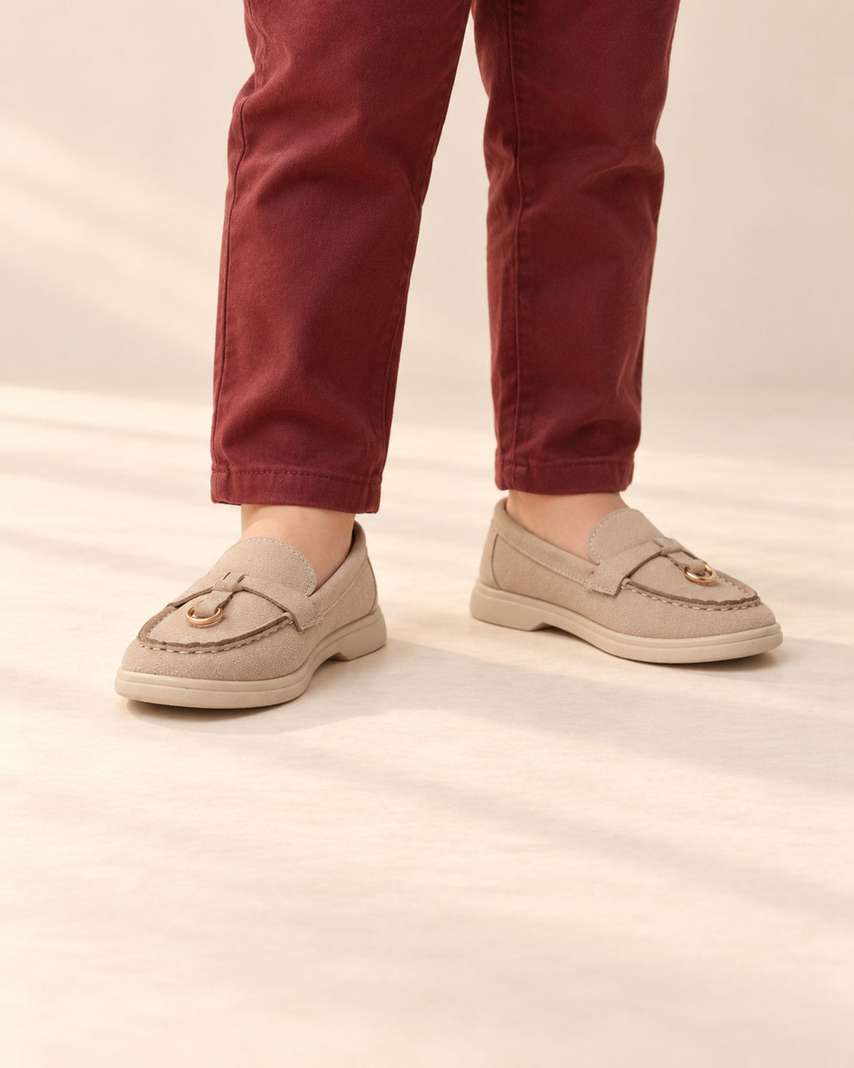 Edwin Suede-Look Loafers in Beige – main