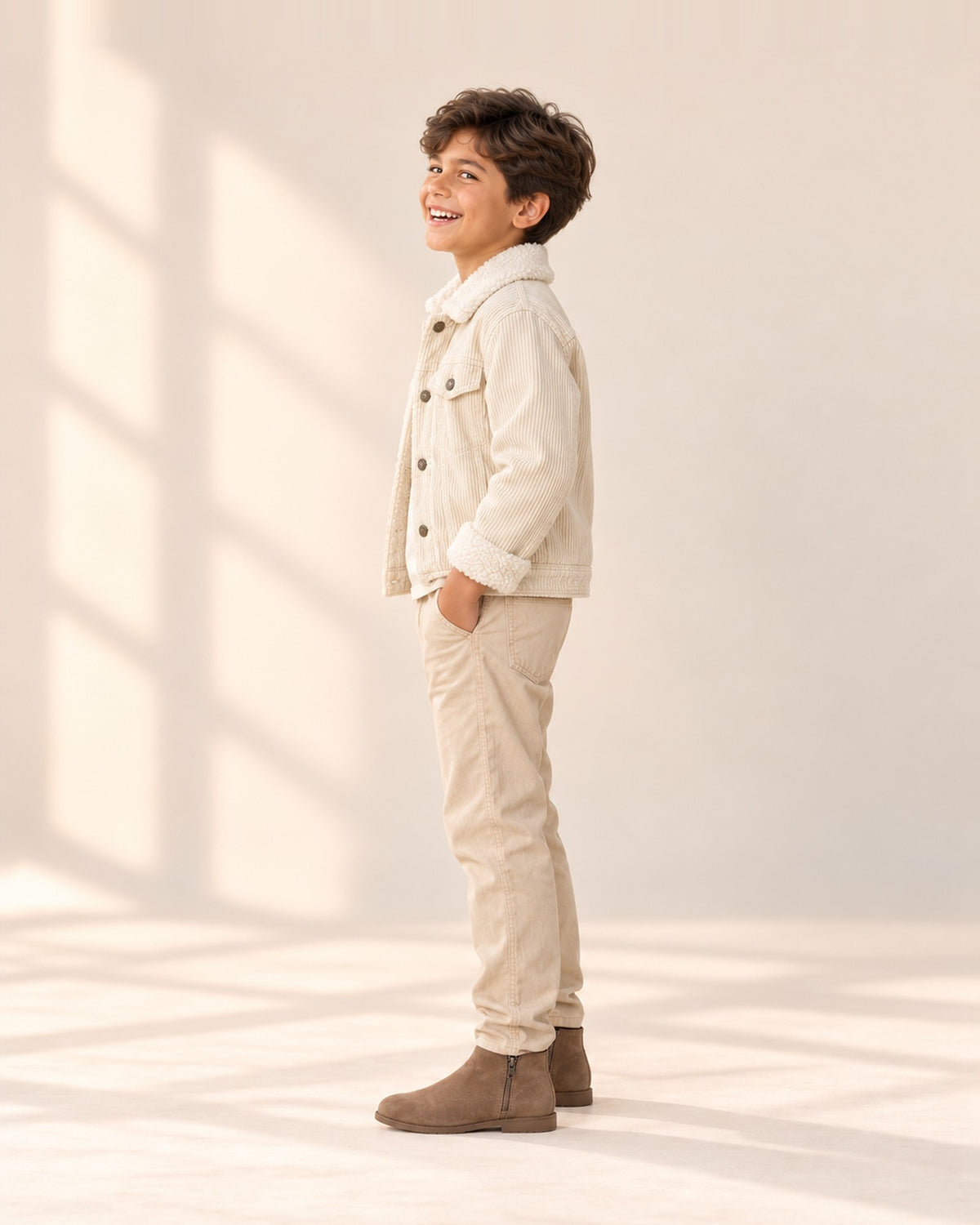 Side view of the ankle boot showing the round toe and stitched seams – Brown