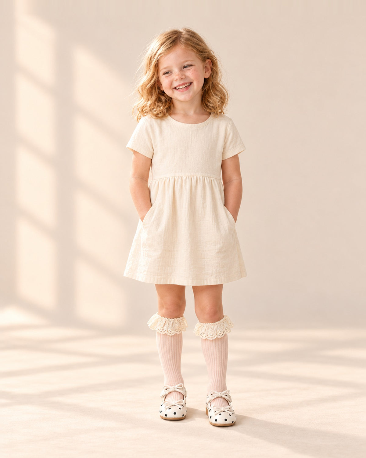 Cordelia Eyelet Ruffle Socks in Blush – full front view
