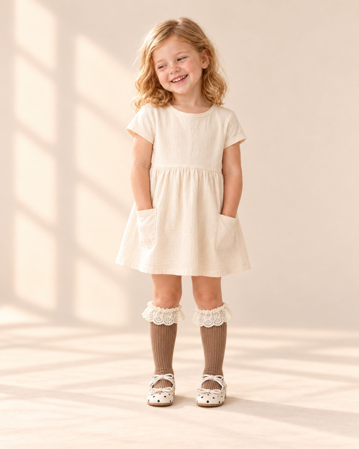 Cordelia Eyelet Ruffle Socks in Mocha – full front view