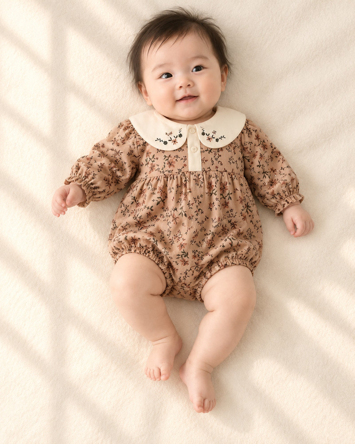 Opal Vintage Floral Bubble Romper in Mocha Floral – main