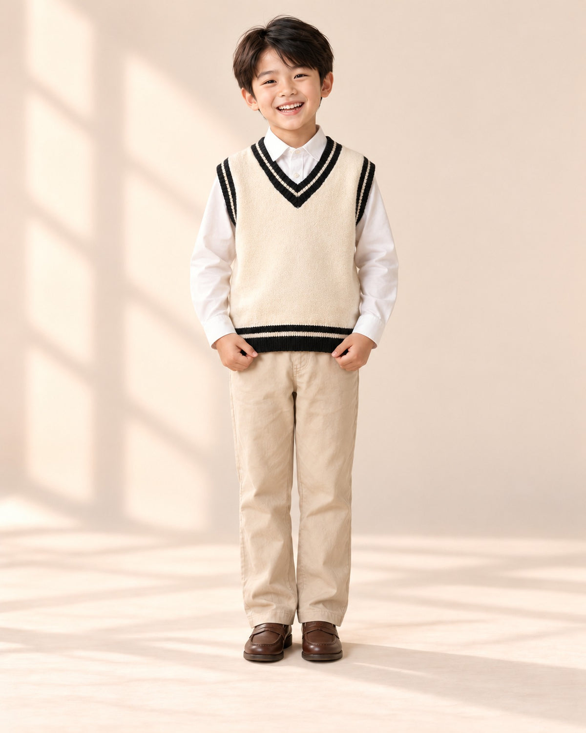 Otis Cricket Sweater Vest in Cream – full front view