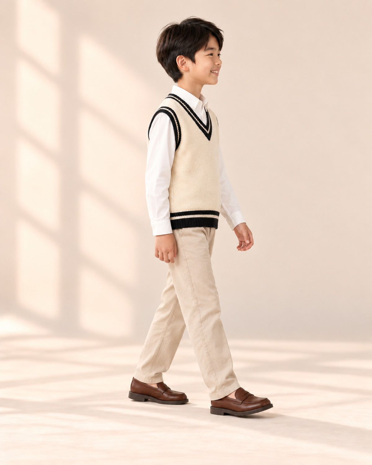 Otis Cricket Sweater Vest in Cream – side view