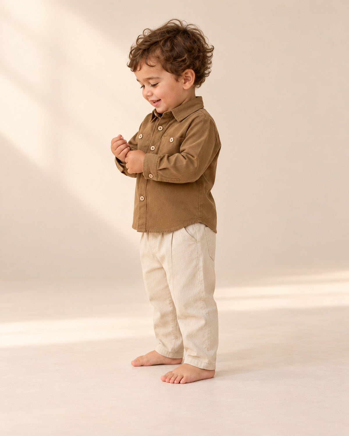 Louis Pull-On Chinos in Cream – side view