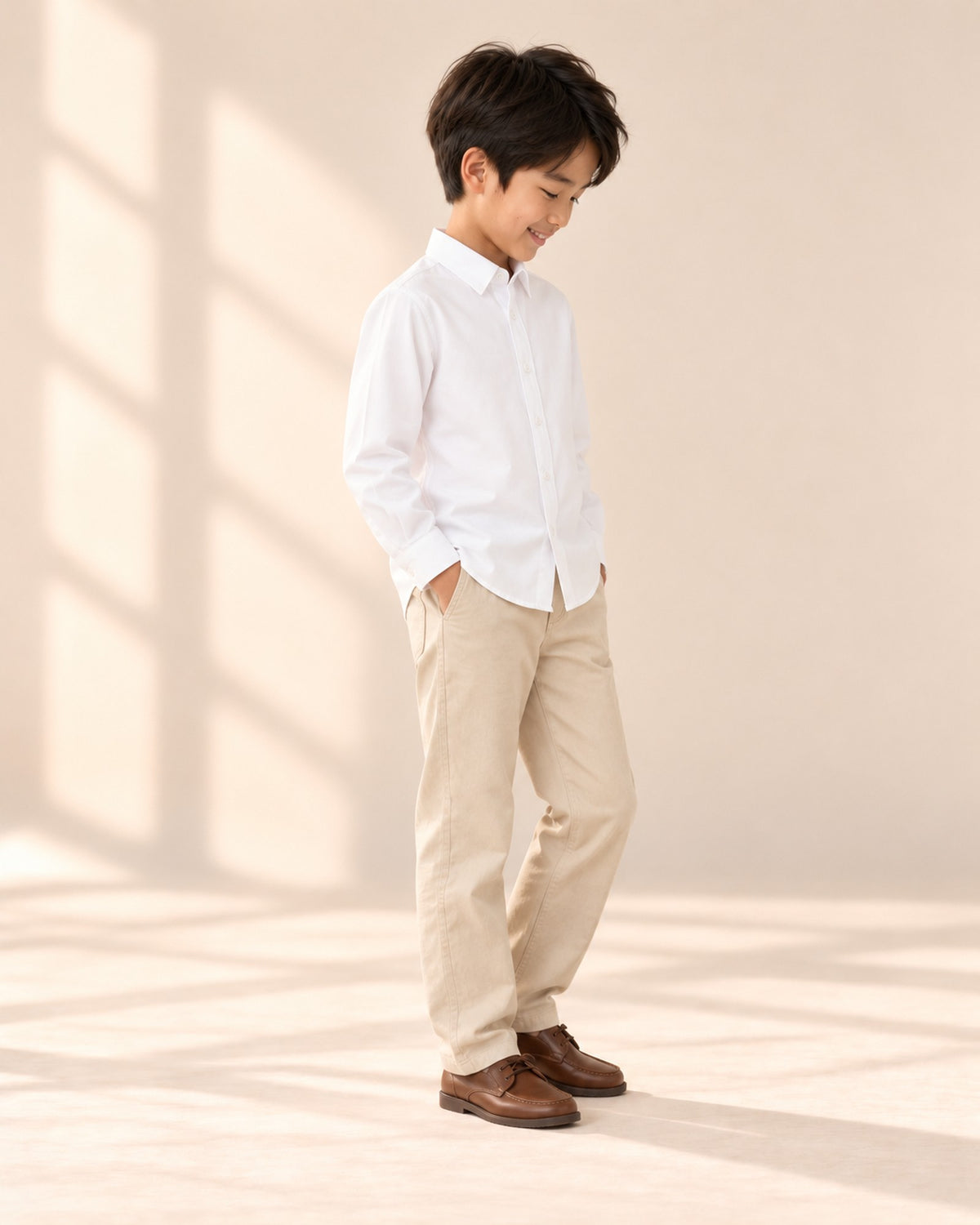 Side view of the white shirt under a green cricket sweater vest – White
