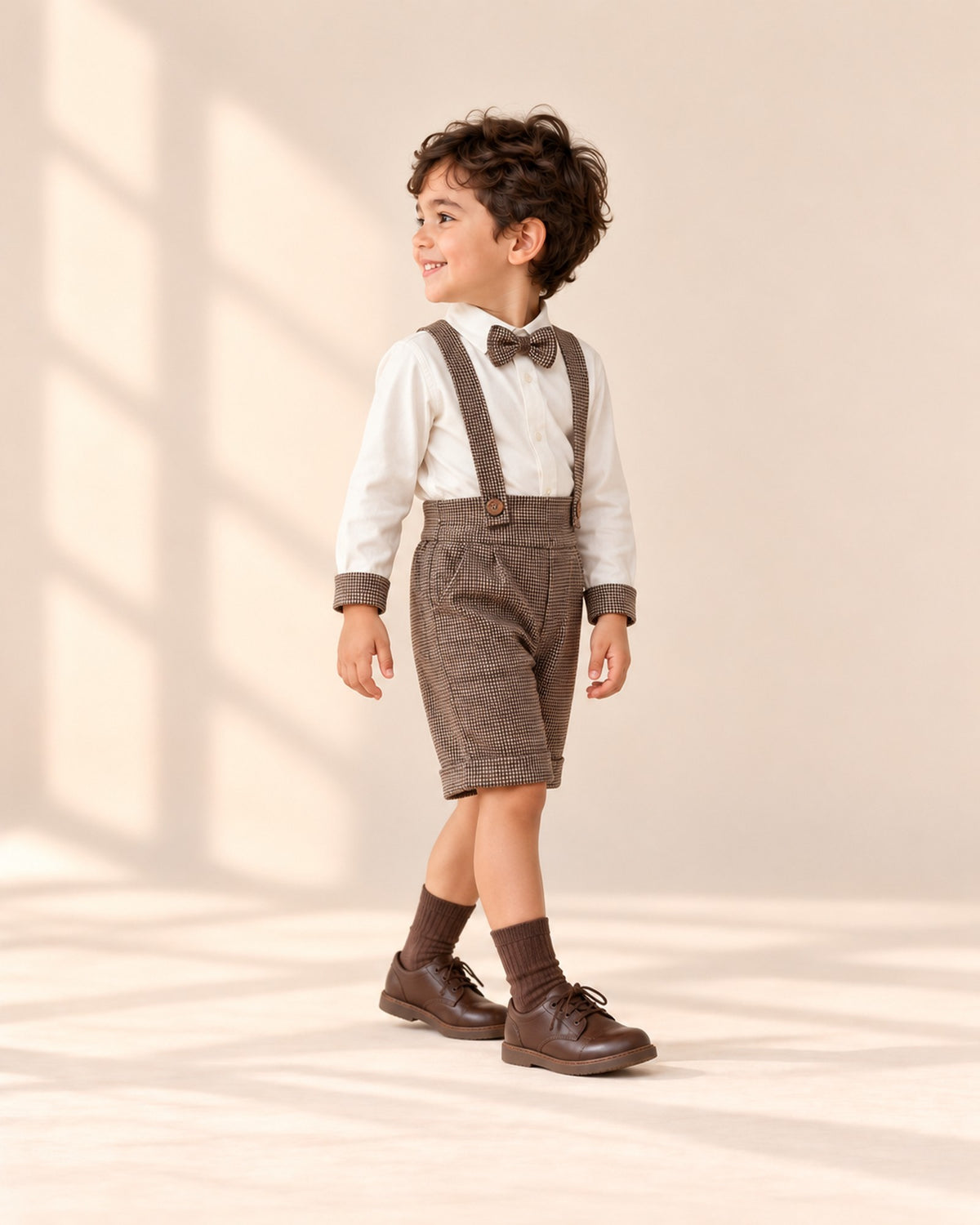 Side view of the brown derby shoes showing the laces and stitched sole – Brown