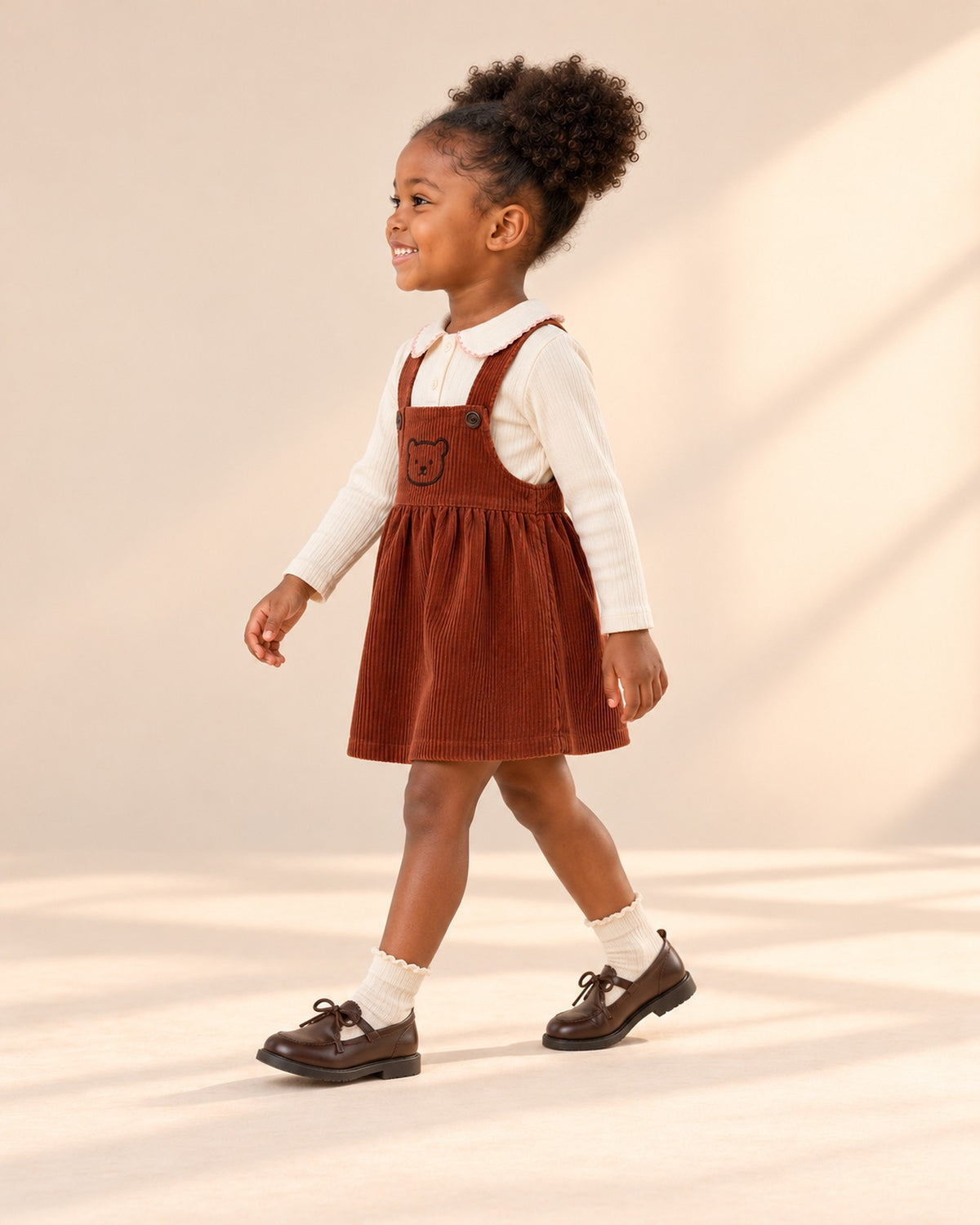 Side view showing the small frilled edge above the loafers – Cream