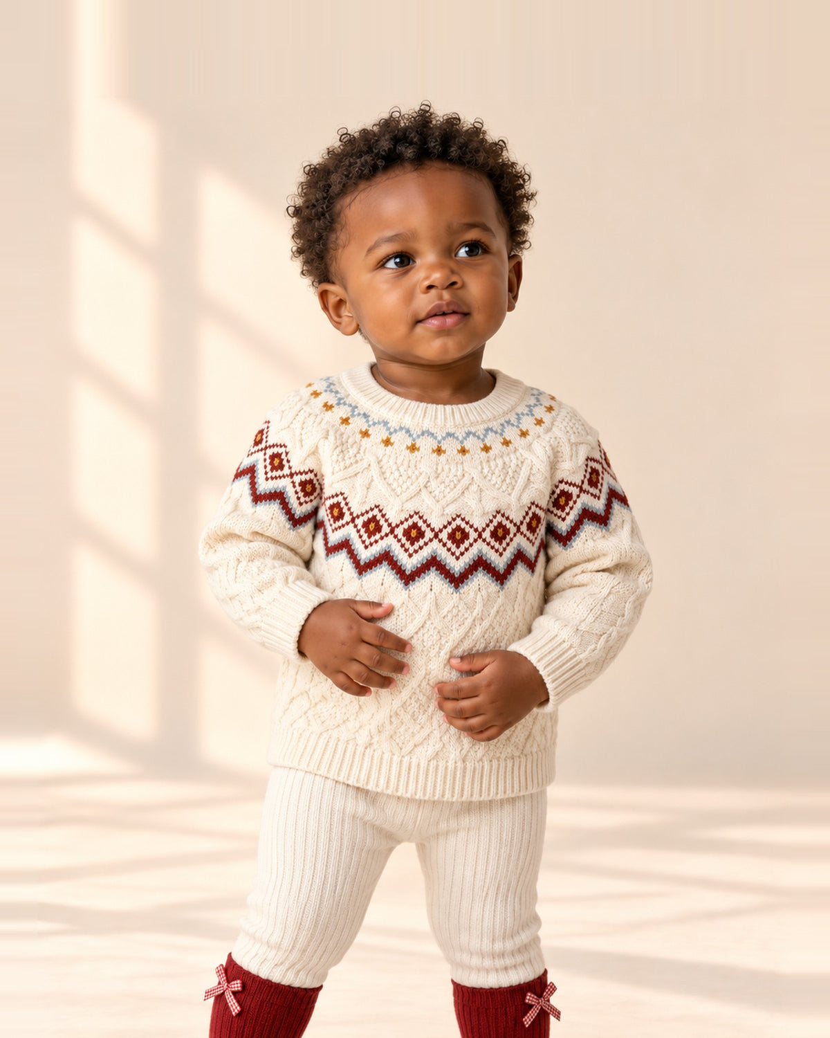 Robin Fair Isle Yoke Sweater in Cream – main