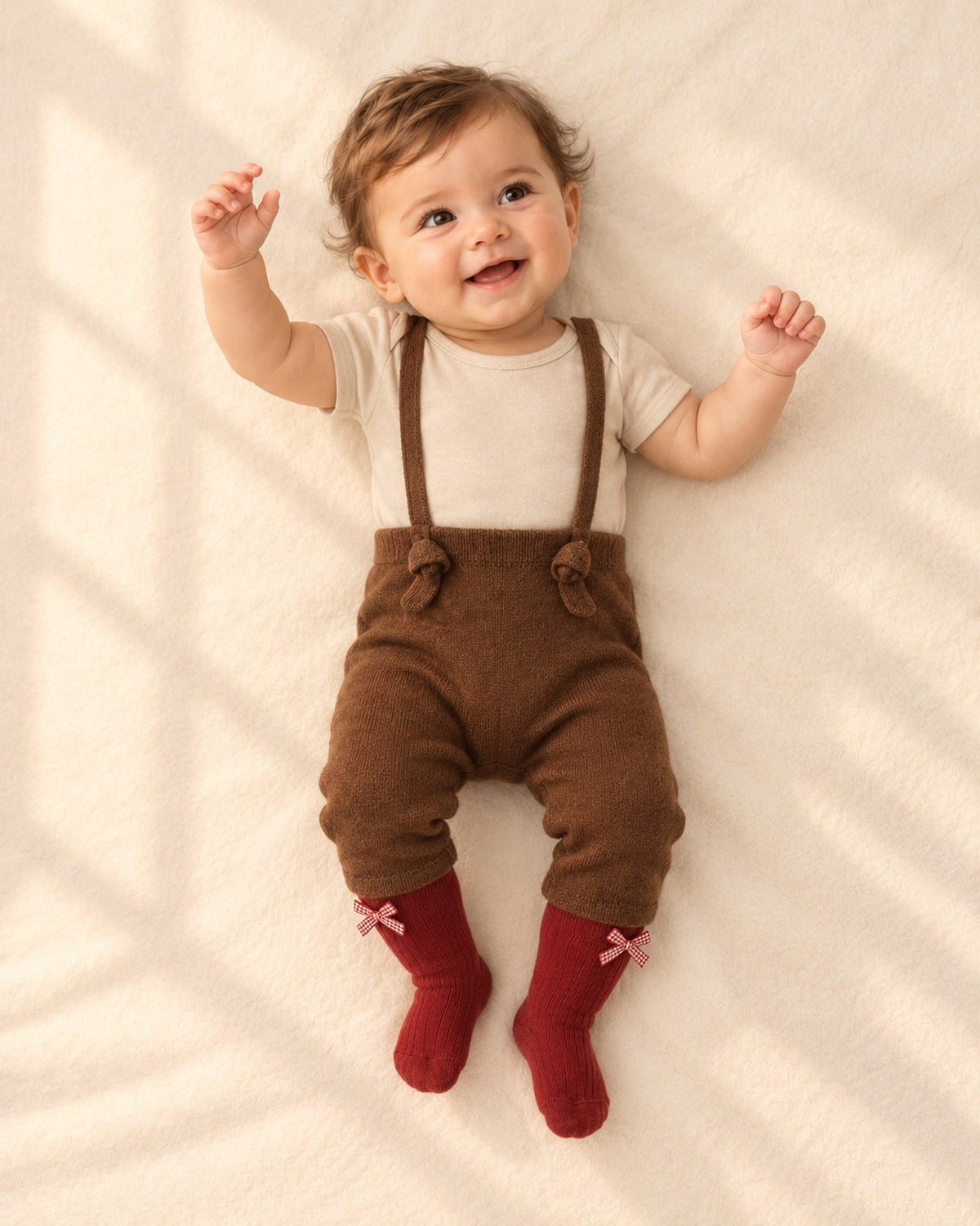 Douglas Knit Suspender Pants in Brown – full front view