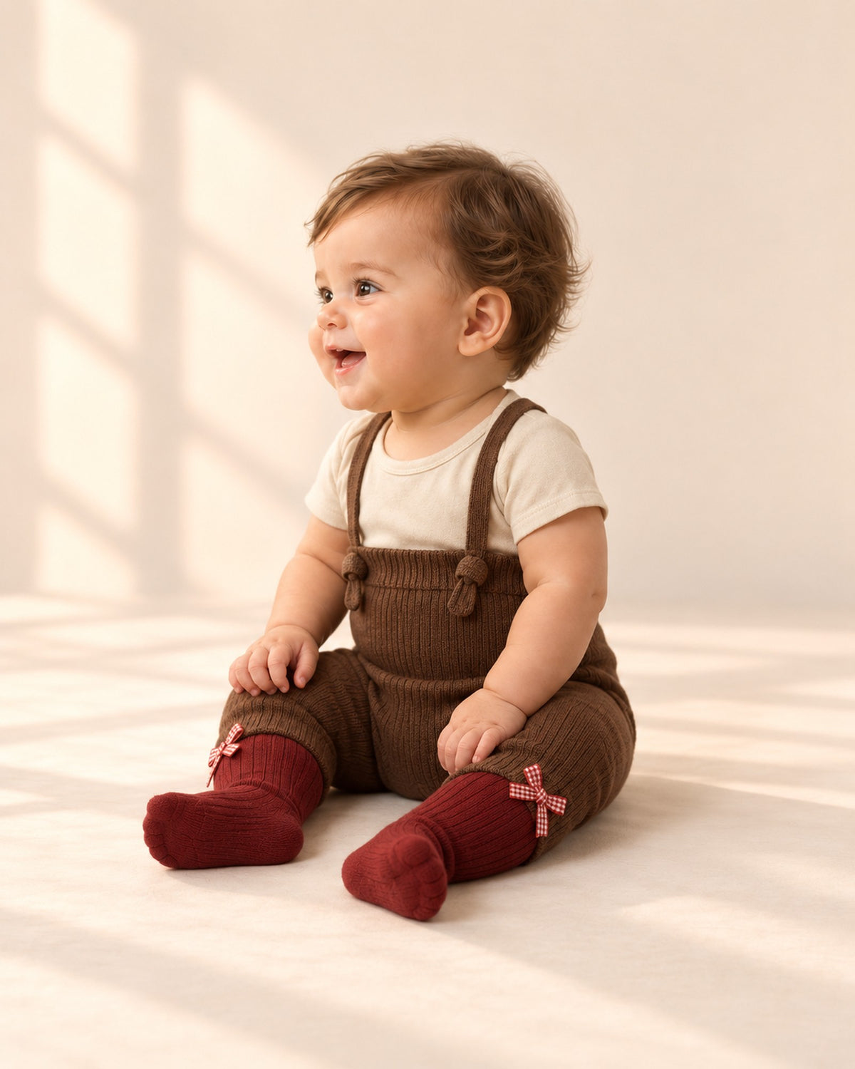 Douglas Knit Suspender Pants in Brown – side view