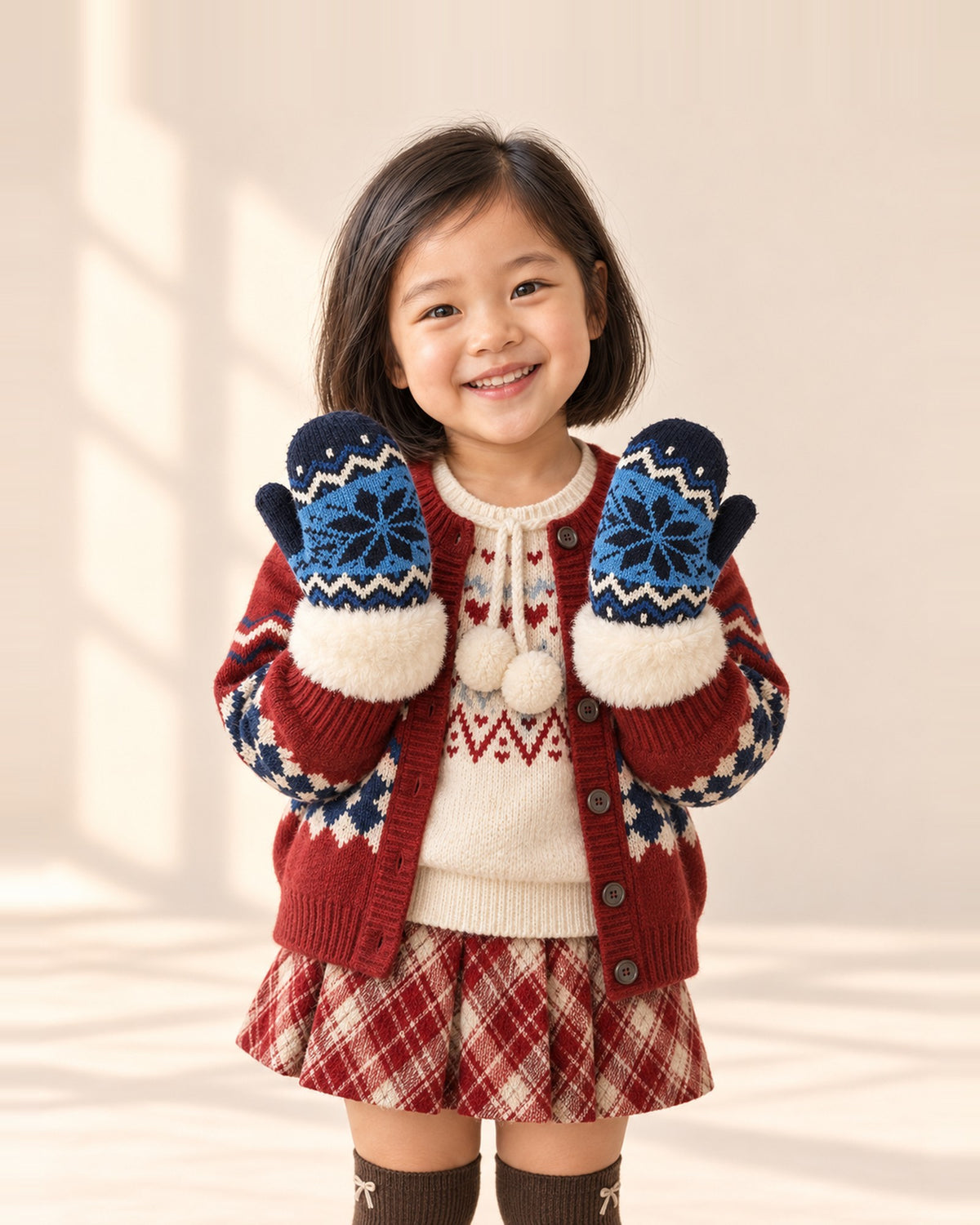 Fair Isle Mittens in Navy – main